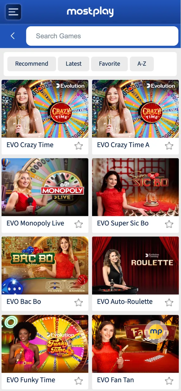 MostPlay Casino has a wide variety of betting games and more.