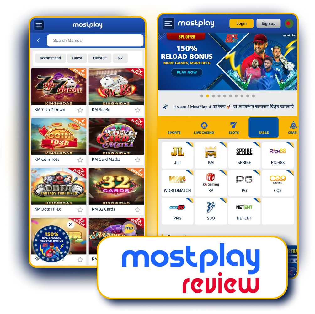 Play over 150 table games at MostPlay in Bangladesh.